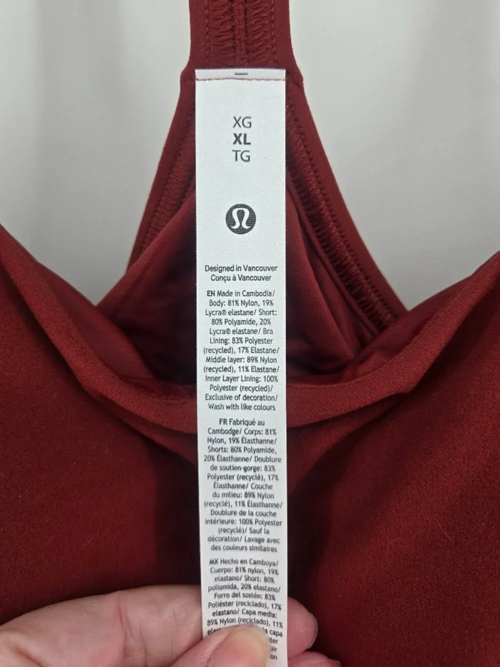 NWT Lululemon Flow Y Dress Light Support, B/C Cup - XL Cranberry Charm